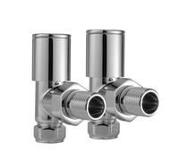 VANCOCO 2Pcs 1/2"×15mm Chrome Angled Radiator Valves Round, Manual Radiator Valves Pair Standard Connection for Heated Towel Rail and Central Heating Modern Bathroom
