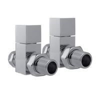 VANCOCO 2Pcs 1/2"×15mm Chrome Straight Radiator Valves Square, Manual Radiator Valves Pair Standard Connection for Heated Towel Rail and Central Heating Modern Bathroom