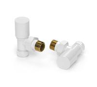 VANCOCO 2Pcs 1/2"×15mm Glossy White Angled Radiator Valves Round, Manual Radiator Valves Pair Standard Connection for Heated Towel Rail and Central Heating Modern Bathroom
