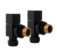 VANCOCO 2Pcs 1/2"×15mm Matte Black Angled Radiator Valves Square, Manual Radiator Valves Pair Standard Connection for Heated Towel Rail and Central Heating Modern Bathroom