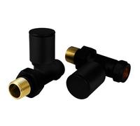 VANCOCO 2Pcs 1/2"×15mm Matte Black Straight Radiator Valves Round, Manual Radiator Valves Pair Standard Connection for Heated Towel Rail and Central Heating Modern Bathroom