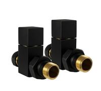 VANCOCO 2Pcs 1/2"×15mm Matte Black Straight Radiator Valves Square, Manual Radiator Valves Pair Standard Connection for Heated Towel Rail and Central Heating Modern Bathroom