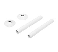 VANCOCO 2Pcs 130mm×18mm Radiator Pipe Sleeves, Glossy White Radiator Collars Cover Pair Radiator Pipe Covers