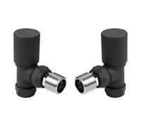 VANCOCO 2Pcs Anthracite Grey Angled 1/2"×15mm Towel Rail Valves, Round Head Manual Radiator Valves Compression Connection Pair for Central Heating Modern Bathroom