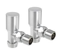 VANCOCO 2Pcs Chrome Angled 1/2"×15mm Towel Rail Valves, Round Head Manual Radiator Valves Compression Connection Pair for Central Heating Modern Bathroom