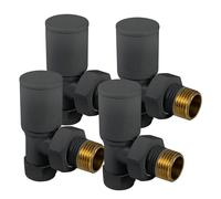 VANCOCO 4Pcs 1/2"×15mm Anthracite Grey Angled Radiator Valves Round, Manual Radiator Valves Pair Standard Connection for Heated Towel Rail and Central Heating Modern Bathroom