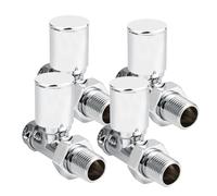 VANCOCO 4Pcs 1/2"×15mm Chrome Straight Radiator Valves Round, Manual Radiator Valves Pair Standard Connection for Heated Towel Rail and Central Heating Modern Bathroom