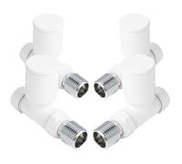 VANCOCO 4Pcs Glossy White Straight 1/2"×15mm Towel Rail Valves, Round Head Manual Radiator Valves Compression Connection Pair for Central Heating Modern Bathroom