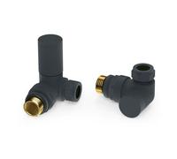 VANCOCO Anthracite 15mm /1/2'' Towel Rail Valves, Round Head Manual Radiator Valve Standard Connection for Central Heating Modern Bathroom（Corner）
