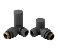 VANCOCO Anthracite Grey 1/2"×15mm Corner Radiator Valve Round with Lockshield,Manual Radiator Valve Standard Connection for Heated Towel Rail and Central Heating Modern Bathroom