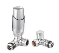 VANCOCO Chrome Thermostatic Radiator Valve 1/2"×15mm Corner with Lockshield, Thermostat TRV Set, H62 Brass, Energy Saving