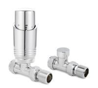 VANCOCO Chrome Thermostatic Radiator Valve 1/2"×15mm Straight with Lockshield, Thermostat TRV Set, H62 Brass, Energy Saving