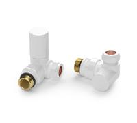 VANCOCO Glossy White 1/2"×15mm Corner Radiator Valve Round with Lockshield,Manual Radiator Valve Standard Connection for Heated Towel Rail and Central Heating Modern Bathroom