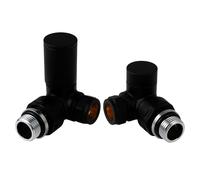 VANCOCO Matte Black 1/2"×15mm Corner Radiator Valve Round with Lockshield, Manual Radiator Valve Standard Connection for Heated Towel Rail and Central Heating Modern Bathroom