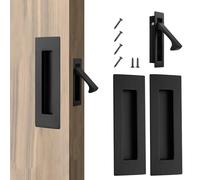 Vancoho Pocket Door Pull and Edge Pull Set, Stainless Steel Pocket Door Hardware Recessed Sliding Door Handle Flush Finger Pulls Rectangular Barn Door Handle (Matte Black, 3 Pack)
