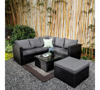 Vancouver 6 Seater Rattan Corner Sofa Patio Set Garden Sofa Set In Black Furniture Maxi Black One Size