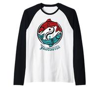 Vancouver BC Two Salmon Pacific Northwest Style Raglan Baseball Tee