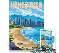 Vancouver Canada 1000 Adult Pieces Jigsaw Puzzle Mind Challenge Toy Neat Cut Perfect Alignment Family Fun Night Activity (38x26cm)