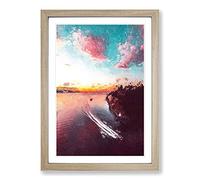 Vancouver Canada at Night Framed Print | A2 Oak Framed Wall Art | Ready to Hang | Modern Nature Picture | Living Room Bedroom Lounge Office