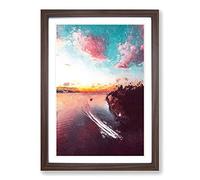 Vancouver Canada at Night Framed Print | A2 Walnut Framed Wall Art | Ready to Hang | Modern Nature Picture | Living Room Bedroom Lounge Office