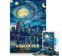 Vancouver Canada Night Skyline Art 1000 Piece Jigsaws Creative Skill Toy Tight Lock No Loose Pieces Bonding Activity for Loved Ones (38x52cm)