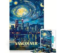 Vancouver Canada Night Skyline Art Jigsaw 1000 Pieces for Teenagers Mind Boost Fun Zero Gap Captivating Leisure for Cozy Indoors (38x26cm)