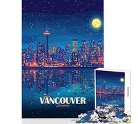 Vancouver Canada Night Skyline Illustration Teenager Jigsaw Puzzles 1000 Pieces Enhance Mindful Thinking And Focus Relaxing Stress Relief Game (50x75cm)