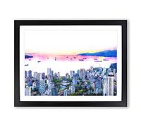 Vancouver Canada Skyline Painting Modern Art Framed Print | A2 Black Framed Wall Art | Ready to Hang | Modern Cityscape Picture | Living Room Bedroom Lounge Office