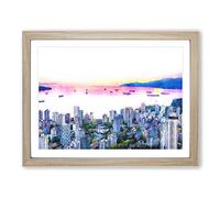 Vancouver Canada Skyline Painting Modern Art Framed Print | A3 Oak Framed Wall Art | Ready to Hang | Modern Cityscape Picture | Living Room Bedroom Lounge Office