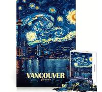Vancouver Canada Starry Night Art 1000 Pieces Puzzles for Adults Cognitive Memory Easy Relaxation Crisp Edges Unique Gift (38x52cm)