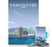Vancouver Canada Travel Jigsaw Puzzle 1000 Pieces Mental Focus Game Precision Cut Smooth Edges Absorbing Activity for Quiet Nights (50x75cm)