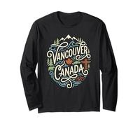 Vancouver Canada Vacation Canadian Flag Hiking Camping Long Sleeve T-Shirt
