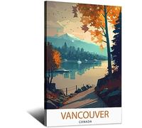 Vancouver Canada Vintage Travel Poster Canvas Art Print Office Family Bedroom Decorative Posters Gift Wall Decor Poster 12x18inchs(30x45cm) Frame-style