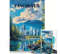 Vancouver Cityscape 1000-piece Jigsaw Puzzles Brain Training Fun Tight Interlock No Gaps Bonding Activity for Loved Ones (38x52cm)