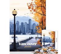 Vancouver Cityscape Poster 1000 Piece Jigsaws for Adults Puzzle Stimulate Active Brain And Mind Gentle Relaxing Fun Activity (38x52cm)
