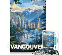 Vancouver Cityscape Poster 1000-piece Puzzle for Teenagers Mind Skill Fun Uniform Size Precise Pieces Relaxing Indoor Group Activity (38x26cm)