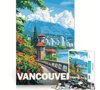 Vancouver Cityscape Poster Jigsaw Puzzle 1000 Piece Creative Skill Toy Clean Cut Sturdy Components Travel-friendly Brain Game Gift (38x52cm)