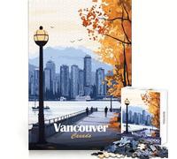 Vancouver Cityscape Poster Jigsaw Puzzle for Teenagers 1000 Pieces Smart Training Mindful Leisure Flawless Cut Thoughtful Gift (38x52cm)