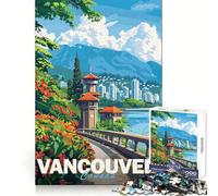 Vancouver Cityscape Poster Jigsaw Puzzles for Adults1000 Piece Strategic Think Soothing Hobby Precise Fit (38x52cm)
