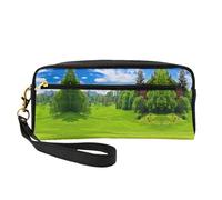 Vancouver Golf Course Double-Sided Printed Leather Portable Makeup Pouch-Multi-Purpose Cosmetic Bag, Pencil Case and Organizer for Women