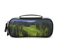 Vancouver Golf Course Pencil Case with Handle, Large Capacity PU Leather Pencil Bag Office Organizer, Portable Cosmetic Bag for Travel, Home
