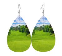 Vancouver Golf Course Print Leather Earring for Women - Lightweight Dangle Earrings, Fashion Statement Costume Jewelry