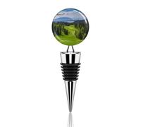 Vancouver Golf Course Wine Stoppers, Decorative Zinc Alloy Wine Bottle Stopper, Reusable Silicone Cork for Red/White Wine Bottles - Standard Size