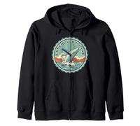 Vancouver Island BC Canada Humpback Whale Vintage Badge Zip Hoodie