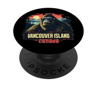 Vancouver Island Cool Bigfoot with Downtown and Mountains PopSockets Adhesive PopGrip