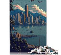 Vancouver Pixel Art Jigsaw Puzzles Puzzle for Adults Kids. 1000 Pieces Whimsical Challenge Toy Educational Games Home Decoration for Adults& Kids Age 14 Years Up 1000pcs (75x50cm)