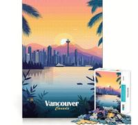 Vancouver Skyline Sunset 1000-piece Jigsaw Puzzles Brain Training Fun Tight Interlock No Gaps Bonding Activity for Loved Ones (50x75cm)