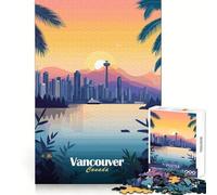 Vancouver Skyline Sunset 1000 Pieces Jigsaws Adults Puzzles Gifts Cognitive Skill Restful Activity Exact Cut Festive Gift (38x26cm)