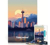 Vancouver Skyline Sunset Jigsaw for Adults 1000 Pieces Brain Memory Game Laser Cut for Flawless Fit Unique Gift for Stress Relief (38x52cm)