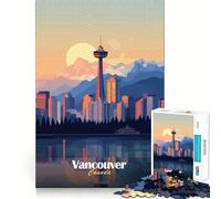 Vancouver Skyline Sunset Jigsaw for Teenagers1000 Pieces Mind Boost Game Firm Fit Secure Assembly Bonding Activity for Loved Ones (50x75cm)